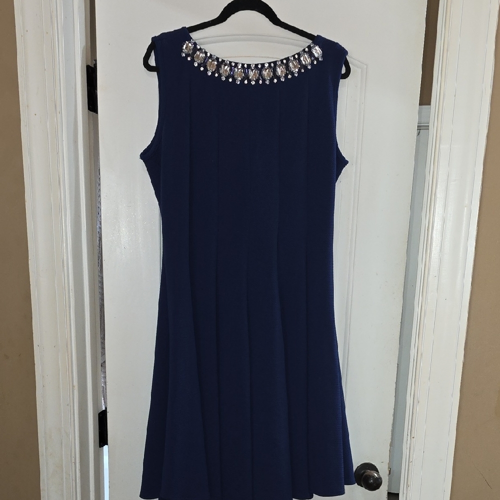 Haani Royal Blue Mini Dress with Jewel Neckline